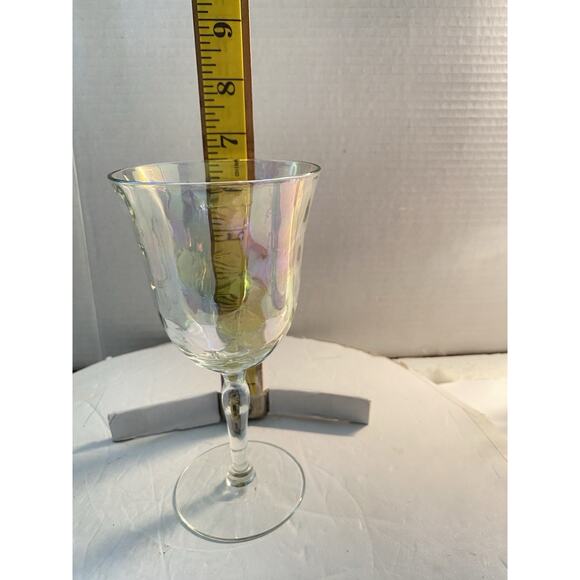 6 Fostoria Crystal Pearl Shell Iridescent Wine Glasses Loop Optics - Picture 12 of 15